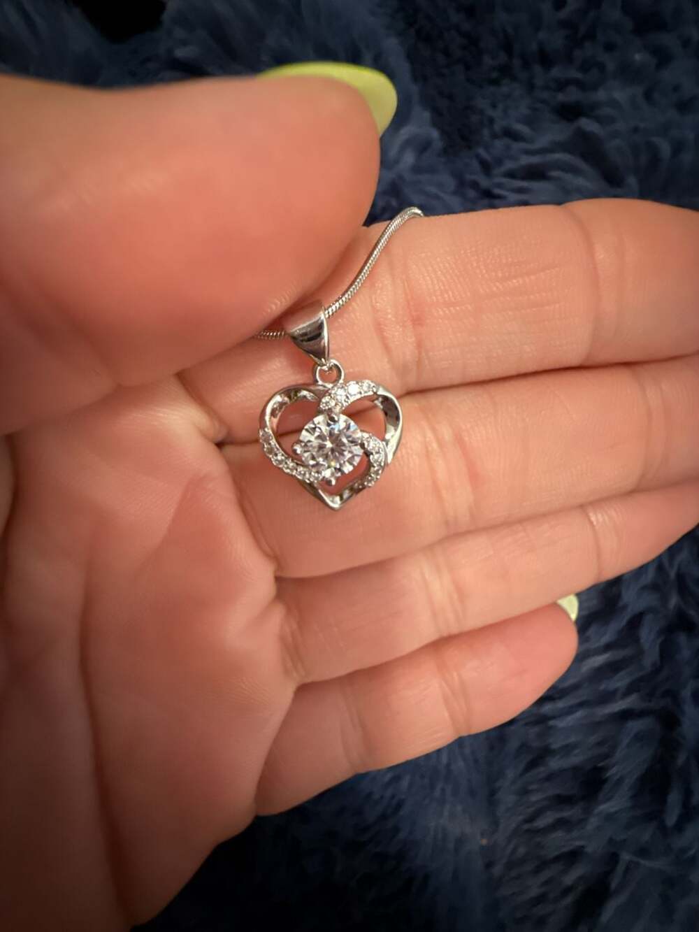 925 Sterling Silver Moissanite Heart Pendant Necklace